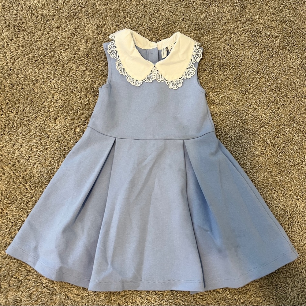 Janie and Jack Light Blue Dress with White Lace Collar